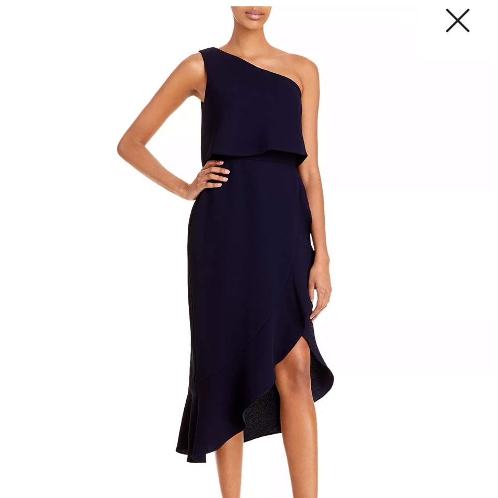 Beautiful Navy Aqua Midi Dress - Size 6